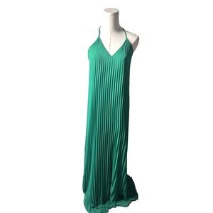 Victoria's Secret Green Halter Pleated Chiffon Maxi Dress Sz S St Patrick's Day